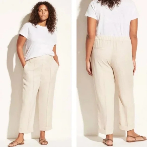Vince Cuffed Tapered Pull-On Pant in Sandstone Crepe, XS - Picture 9 of 16